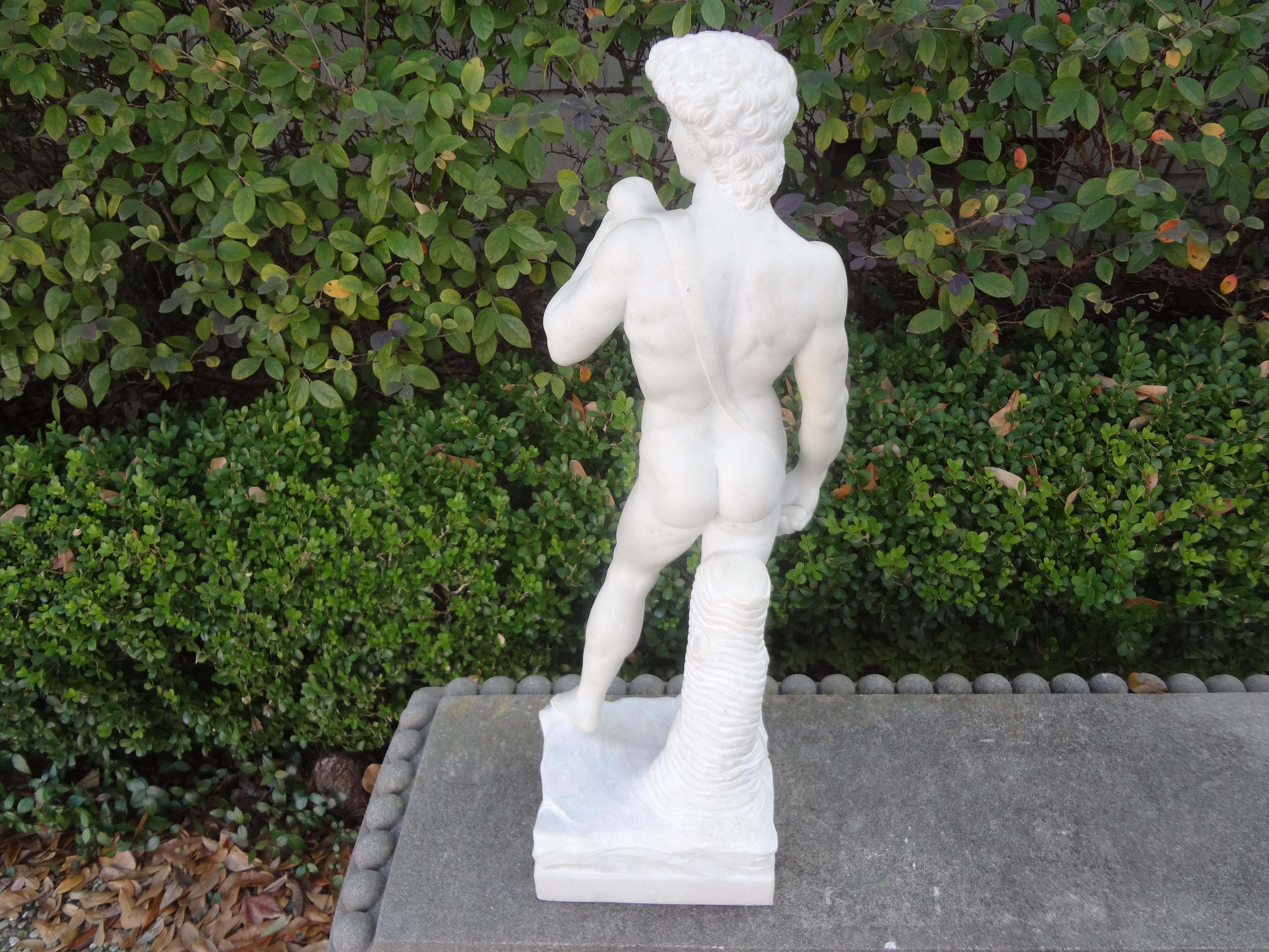 Mid-20th Century Vintage Italian Carrara Marble Sculpture of David For Sale