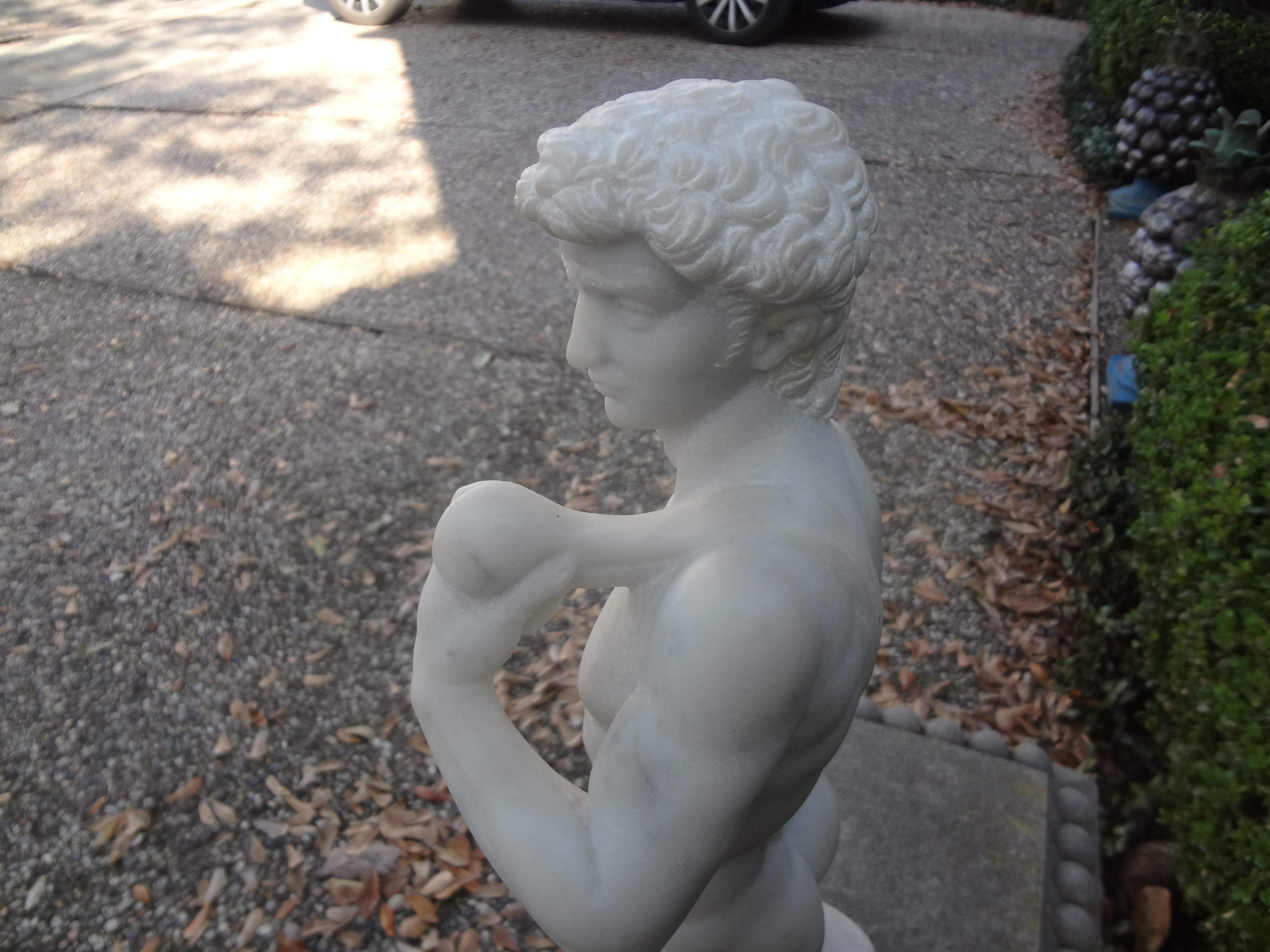 Vintage Italian Carrara Marble Sculpture of David For Sale 2