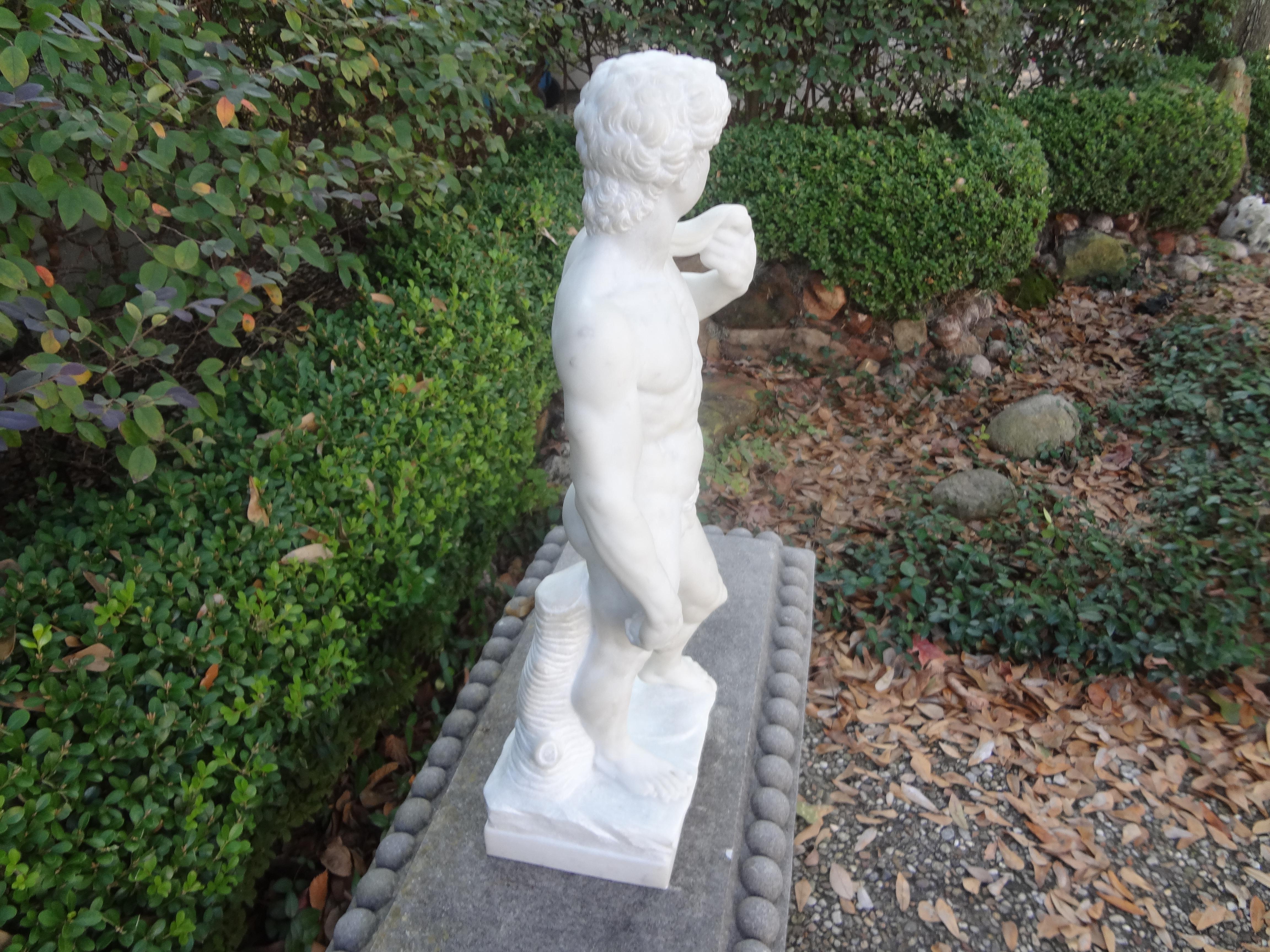 Vintage Italian Carrara Marble Sculpture of David For Sale 3