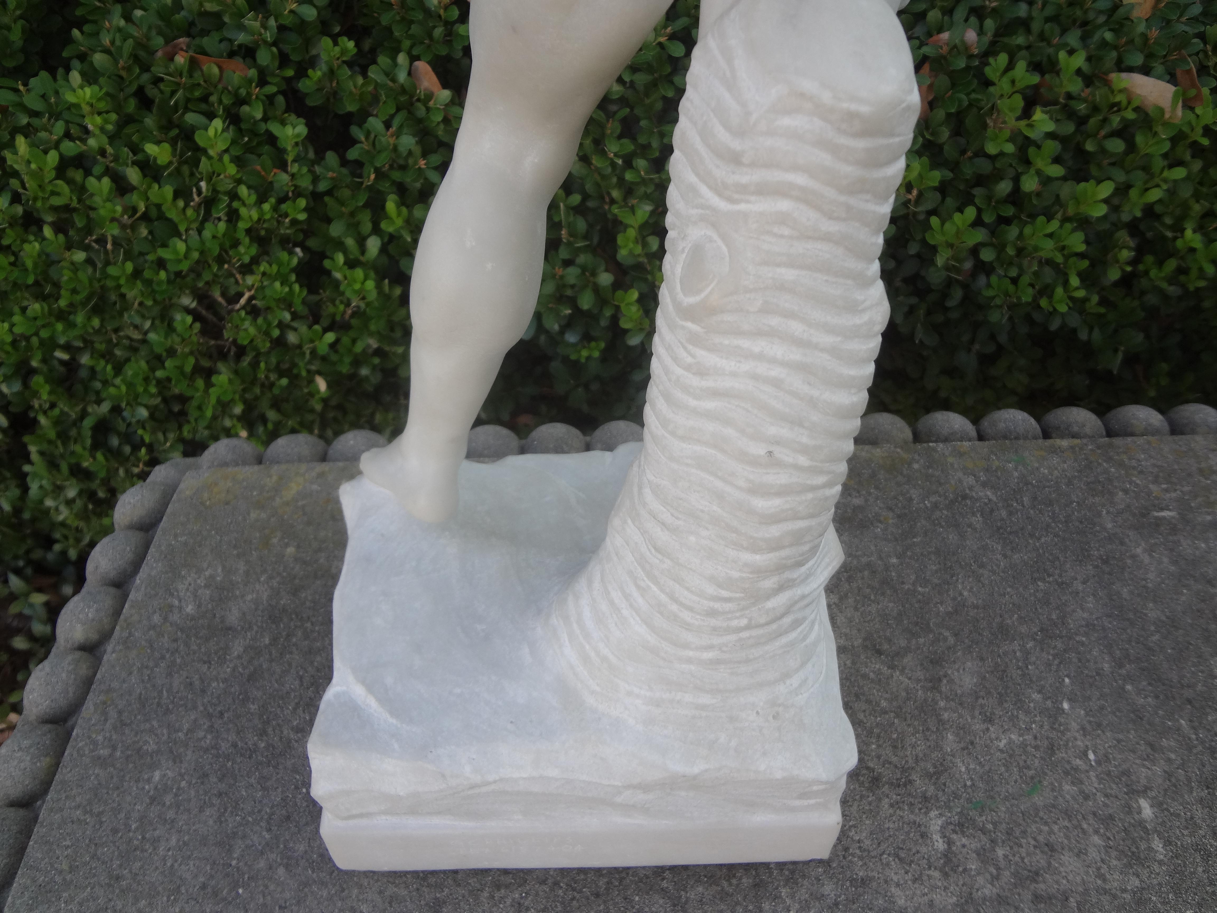 Vintage Italian Carrara Marble Sculpture of David For Sale 4