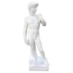 Vintage Italian Carrara Marble Sculpture of David