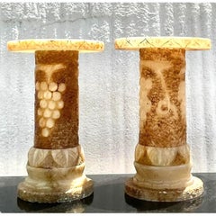 Vintage Italian Carved Alabaster Pedestals - A Pair