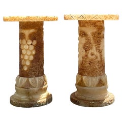 Vintage Italian Carved Alabaster Pedestals - a Pair