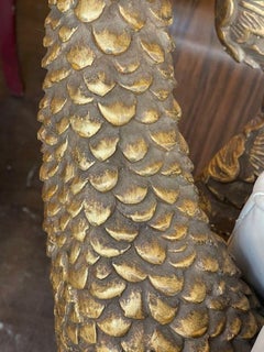 Chaise de grotte italienne vintage en bois sculpté et doré