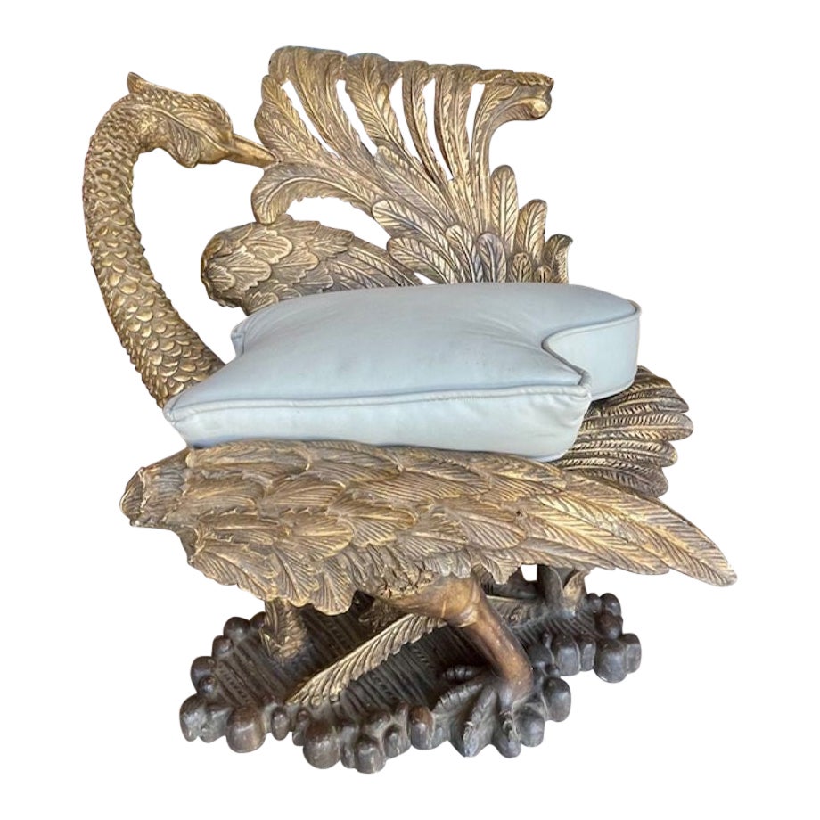 Vintage Italian Carved and Giltwood Grotto Chair