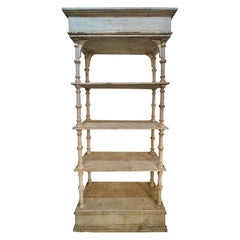 Scaffale da esposizione vintage italiano intagliato e dipinto