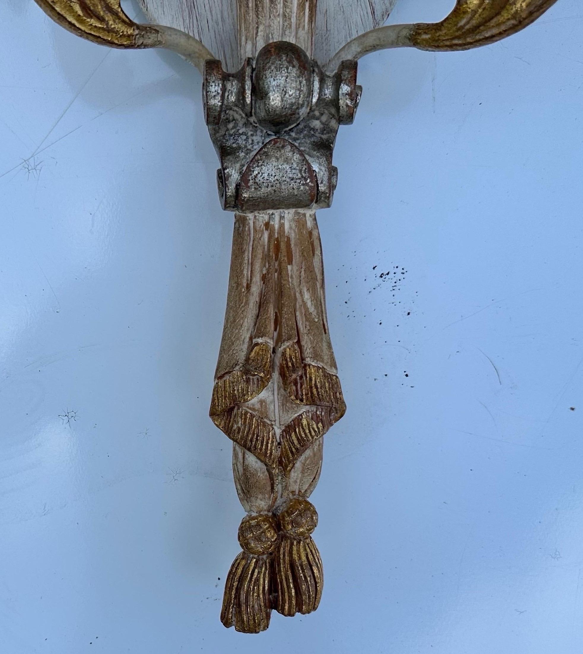 Paire d'appliques à singe à deux branches, vintage italien, sculpté et peint en vente 4