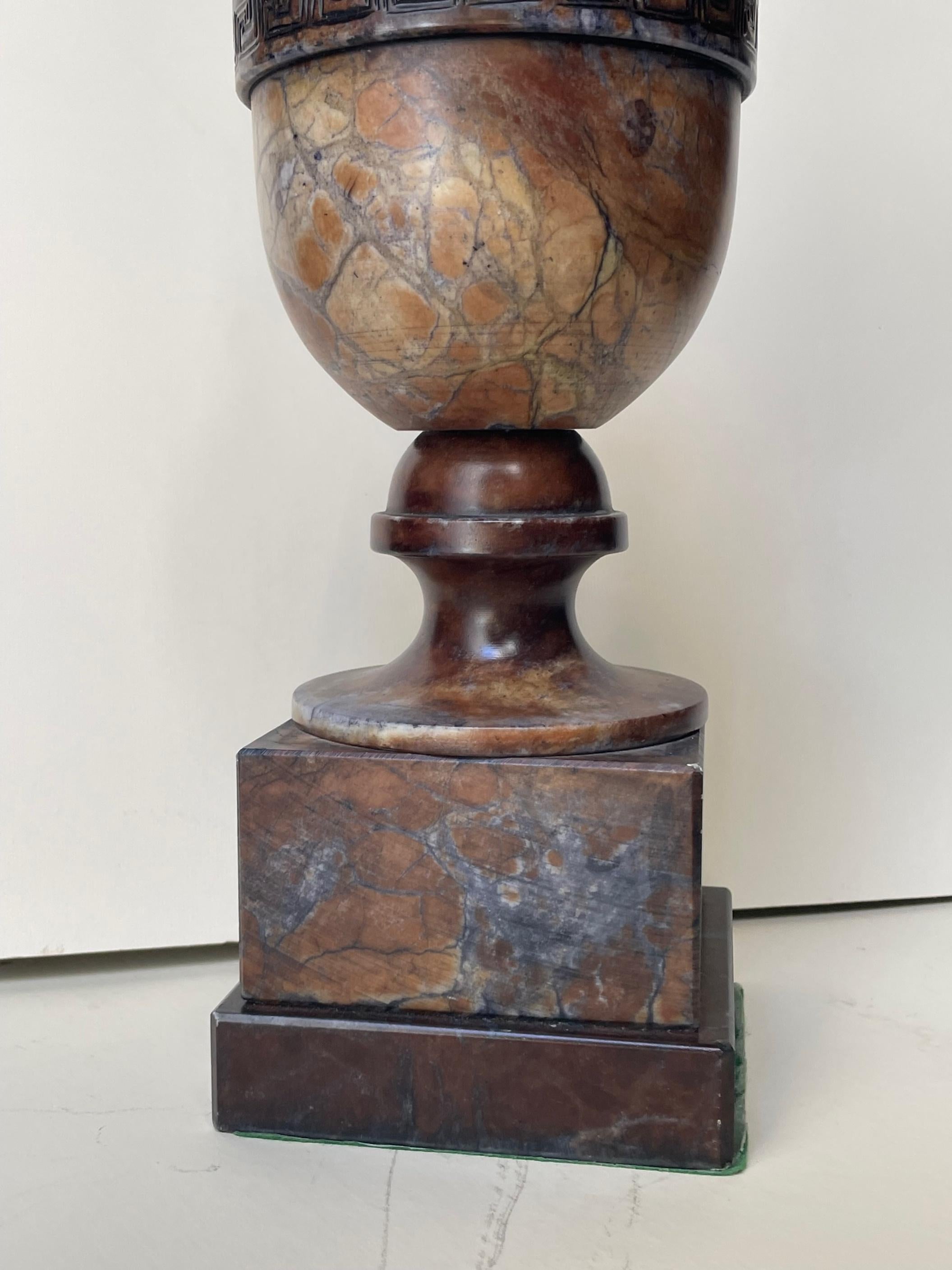 Mid-Century Modern Vintage Italian Carved Baluster Urn Marble Tabletop Lamp.