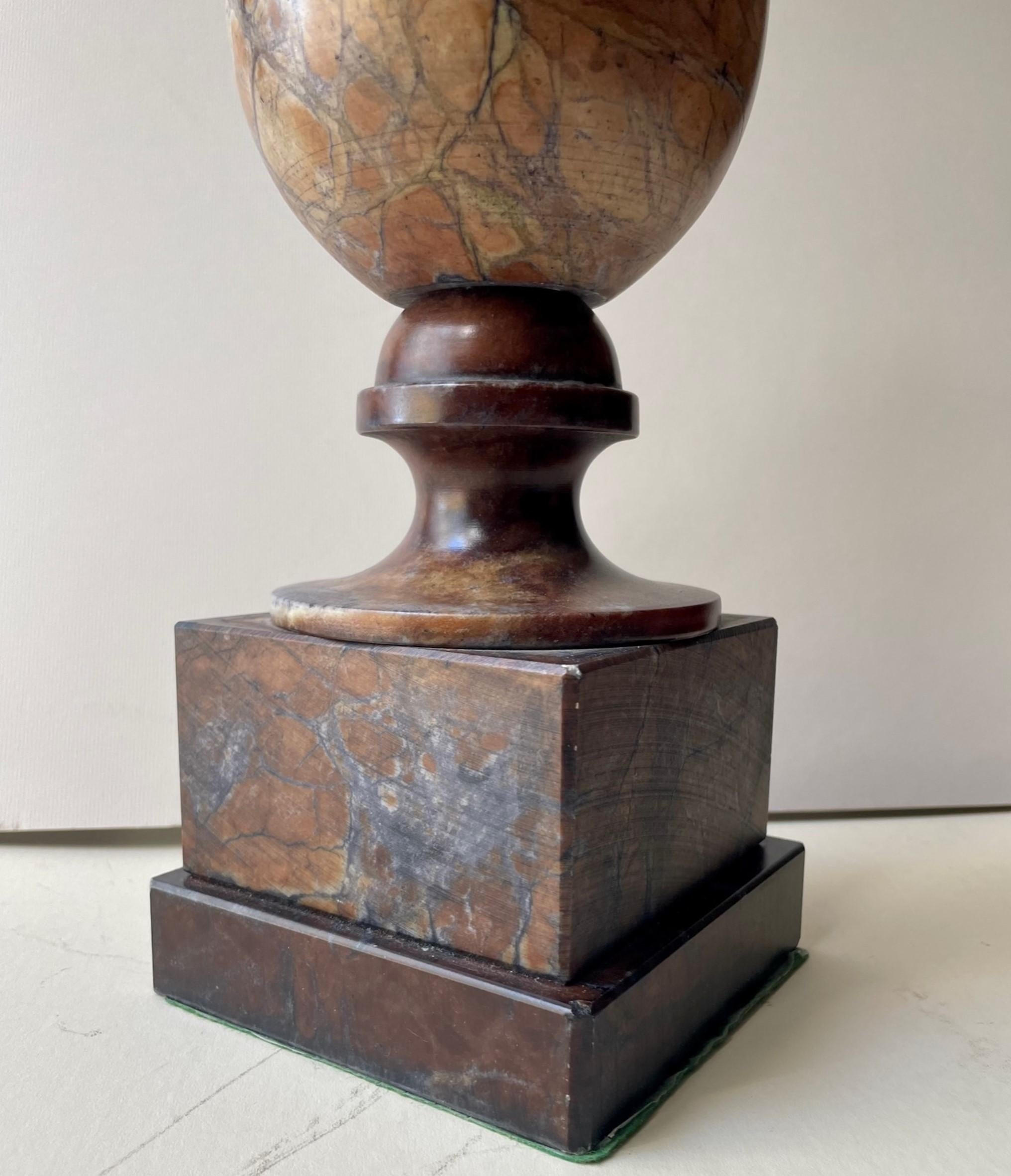 Vintage Italian Carved Baluster Urn Marble Tabletop Lamp. 1