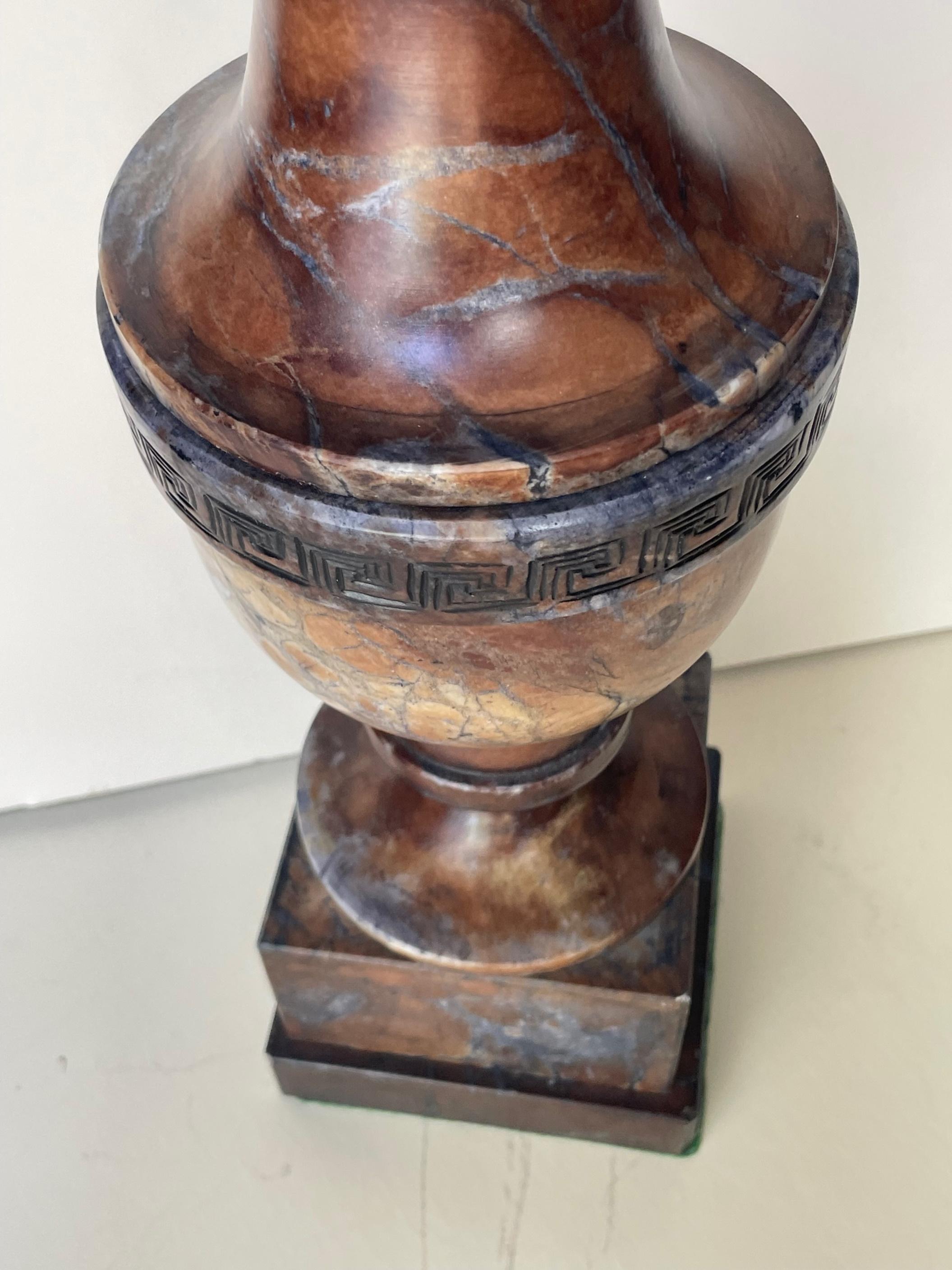 Vintage Italian Carved Baluster Urn Marble Tabletop Lamp. 2