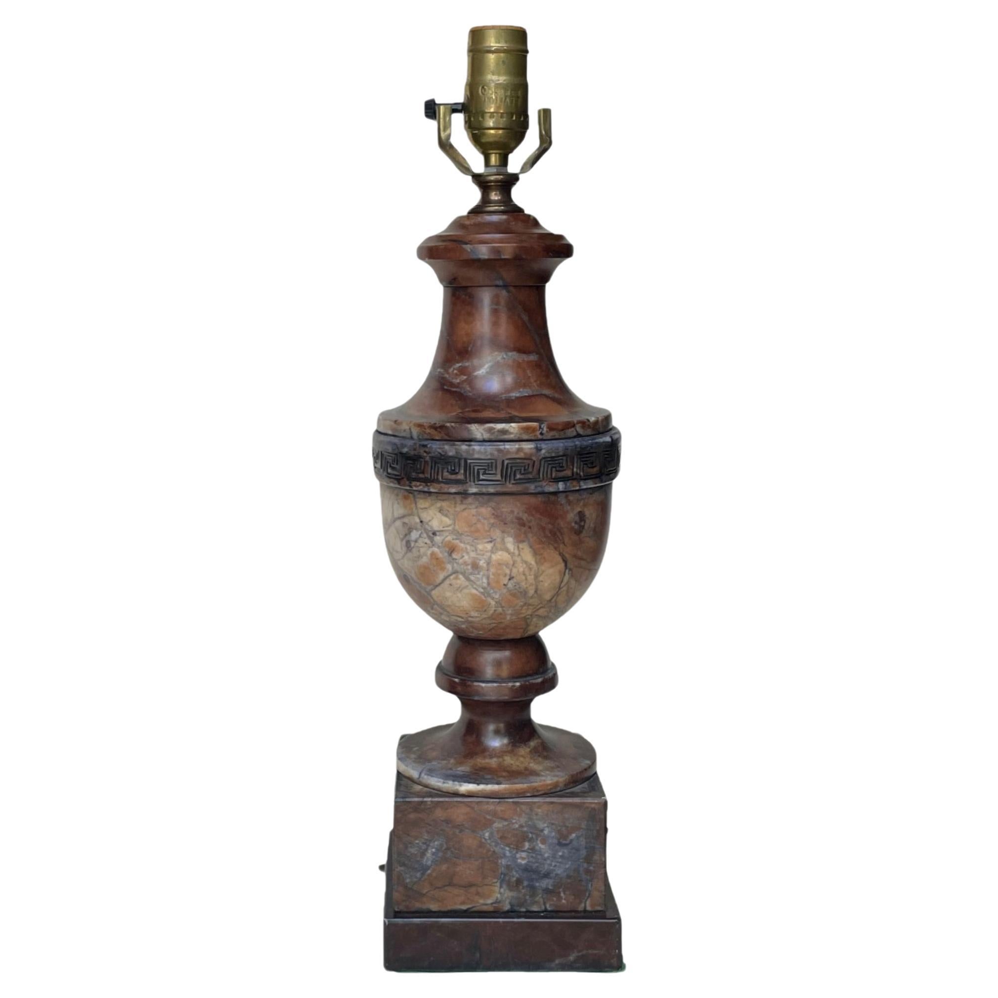 Vintage Italian Carved Baluster Urn Marble Tabletop Lamp.