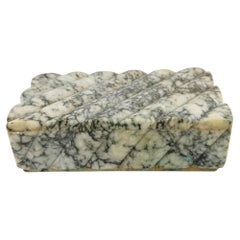 Vintage Italian Carved Bardiglio Marble Art Deco Cigarette Box or Jewelry Casket