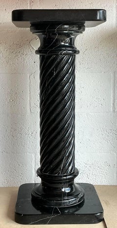 Vintage Italian Carved Black Marble Pedestal