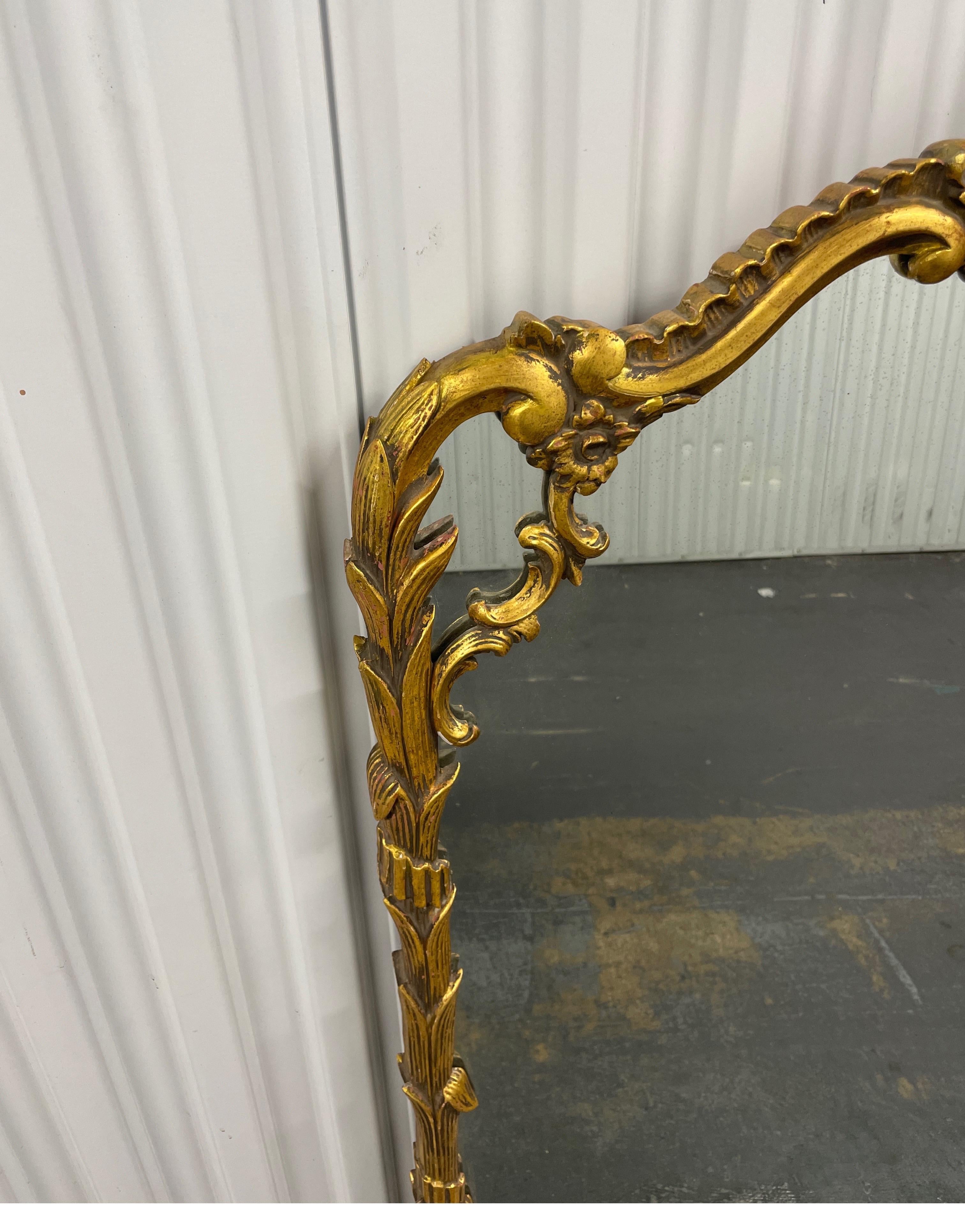 Vintage Italian Carved & Gilded Wall Mirror In Good Condition For Sale In West Palm Beach, FL