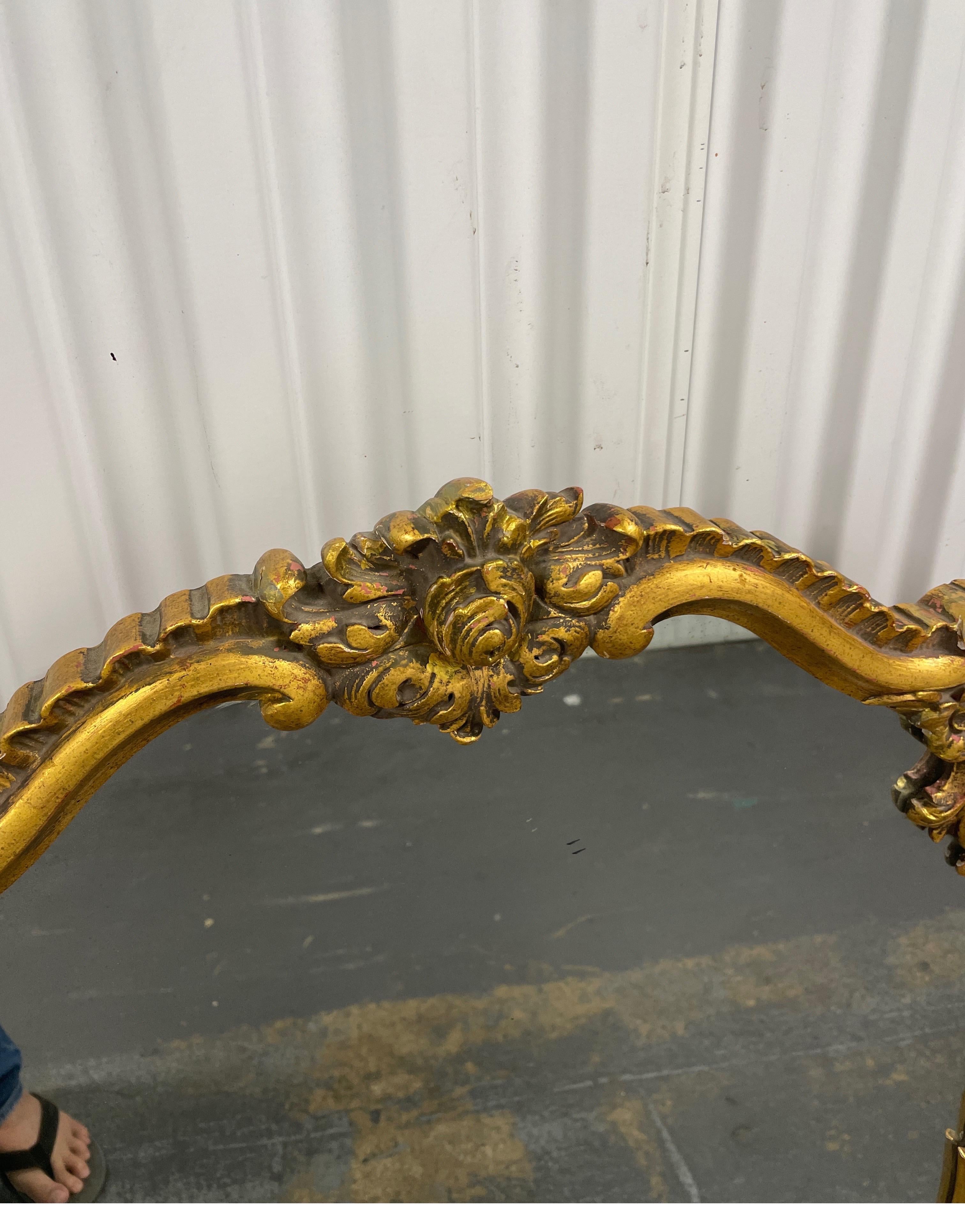 20th Century Vintage Italian Carved & Gilded Wall Mirror For Sale