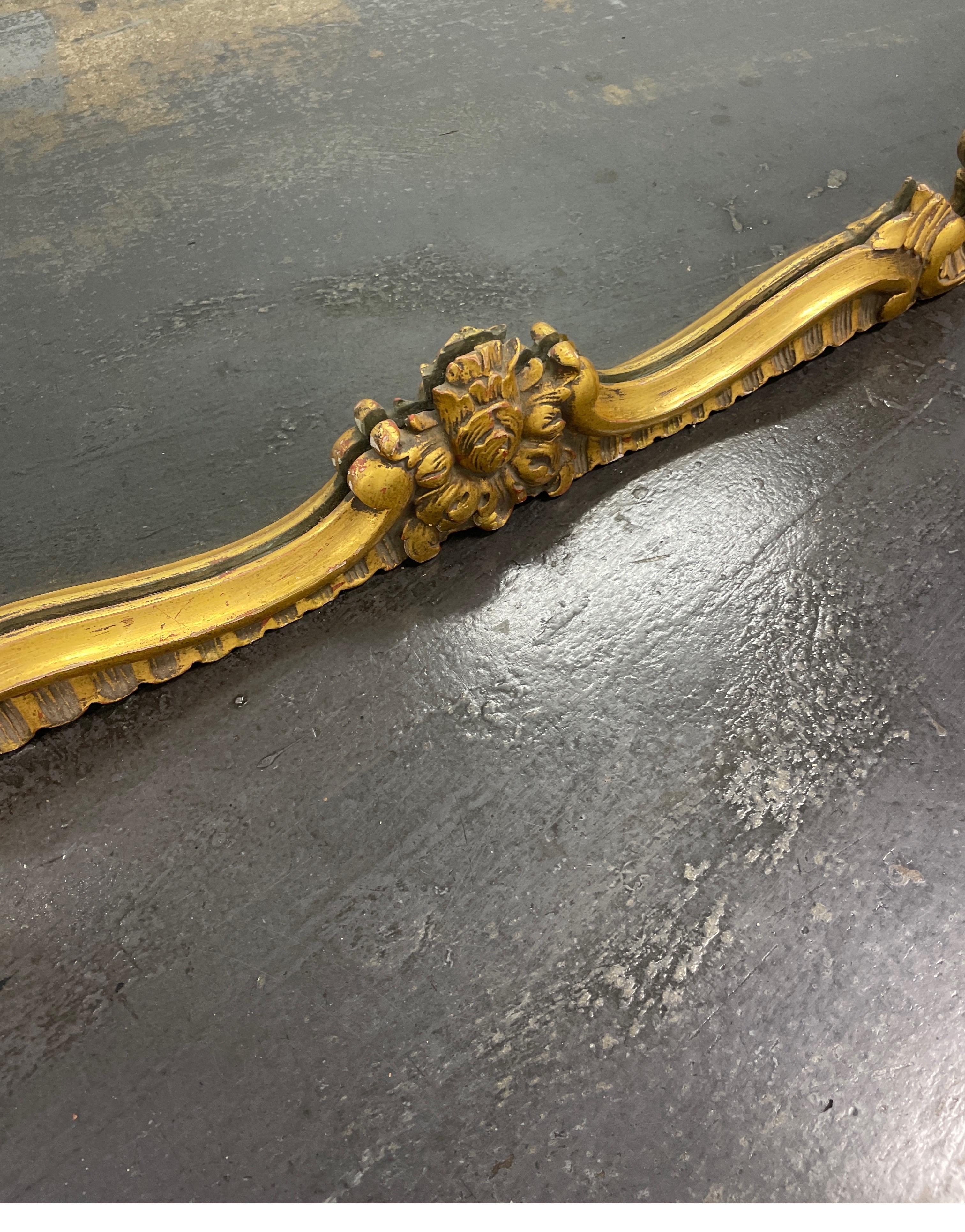 Giltwood Vintage Italian Carved & Gilded Wall Mirror For Sale