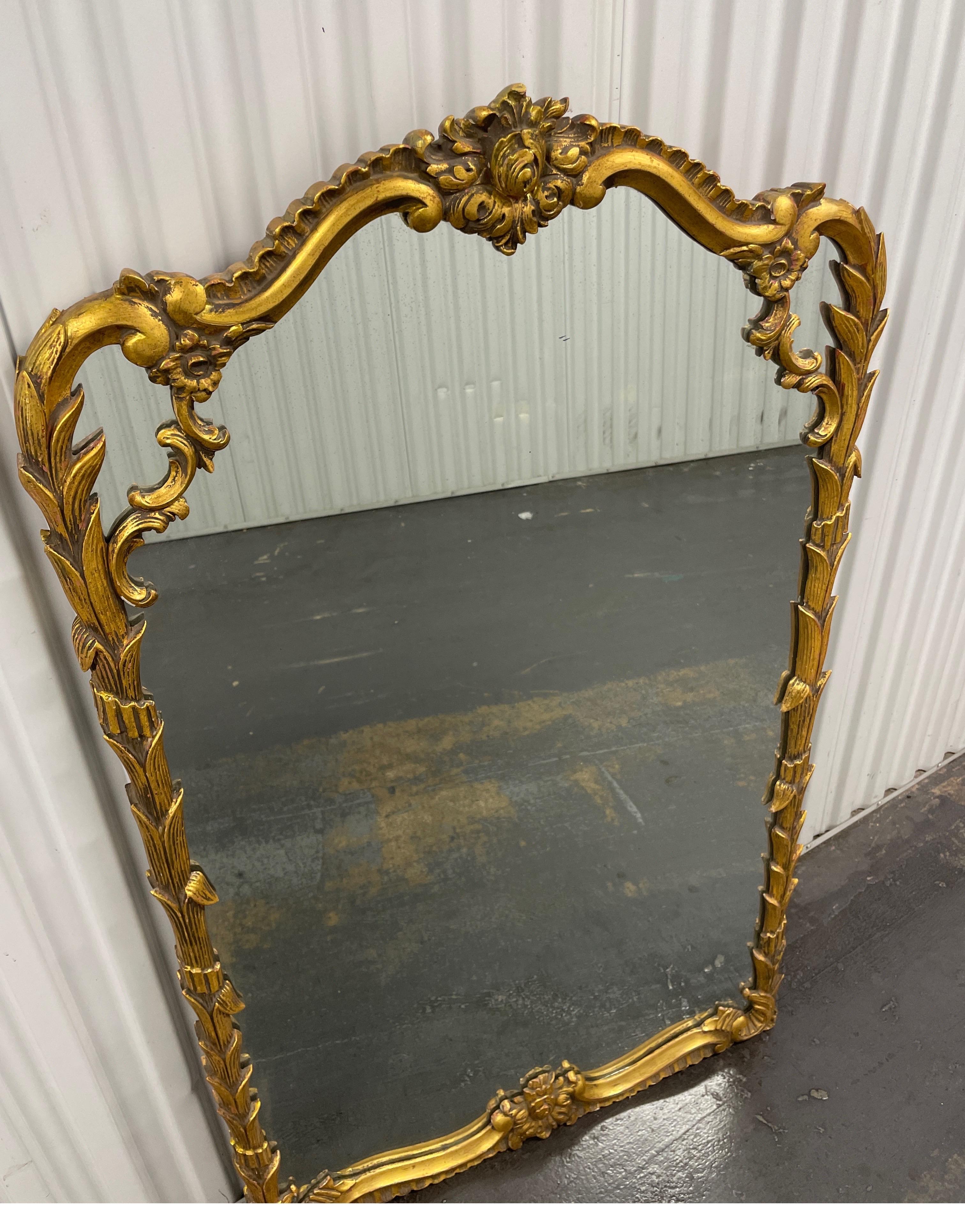 Vintage Italian Carved & Gilded Wall Mirror For Sale 3