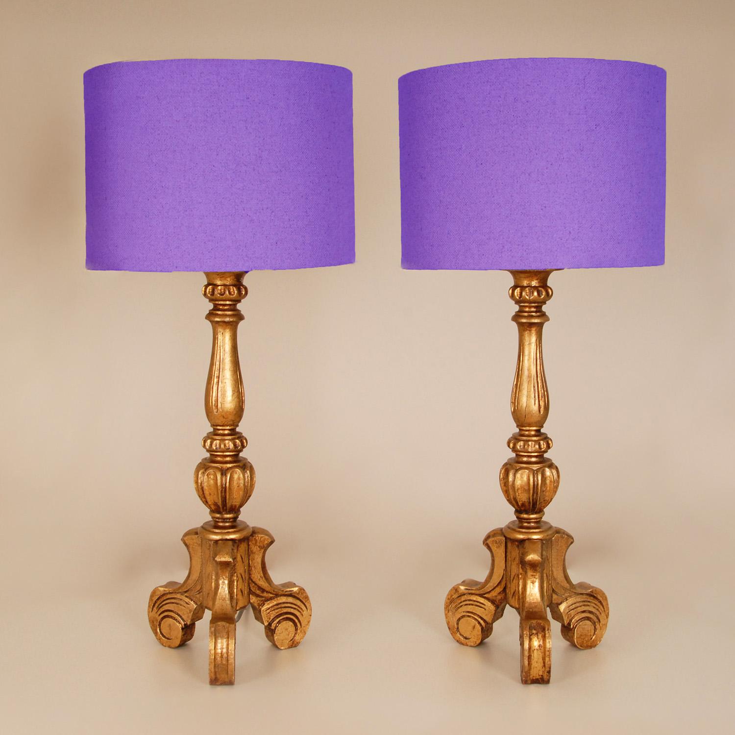Italienische geschnitzte Vintage-Tischlampen aus vergoldetem Holz im Barockstil, Gold, 1960, Paar im Angebot 3