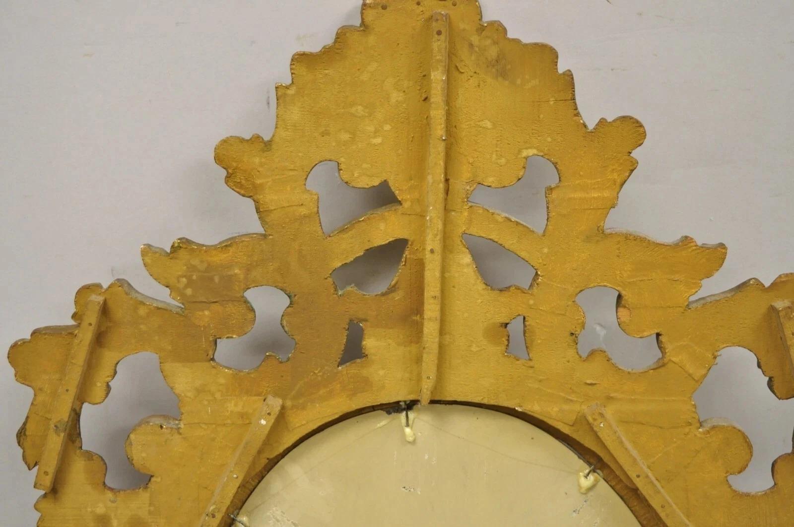 Specchio da parete d'epoca italiano intagliato in legno dorato in stile rococò barocco francese in vendita 5
