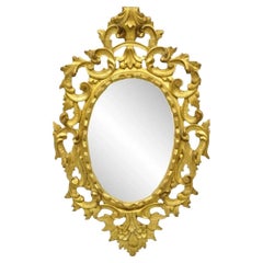 Vintage Italian Carved Gold Giltwood French Rococo Baroque Style Wall Mirror