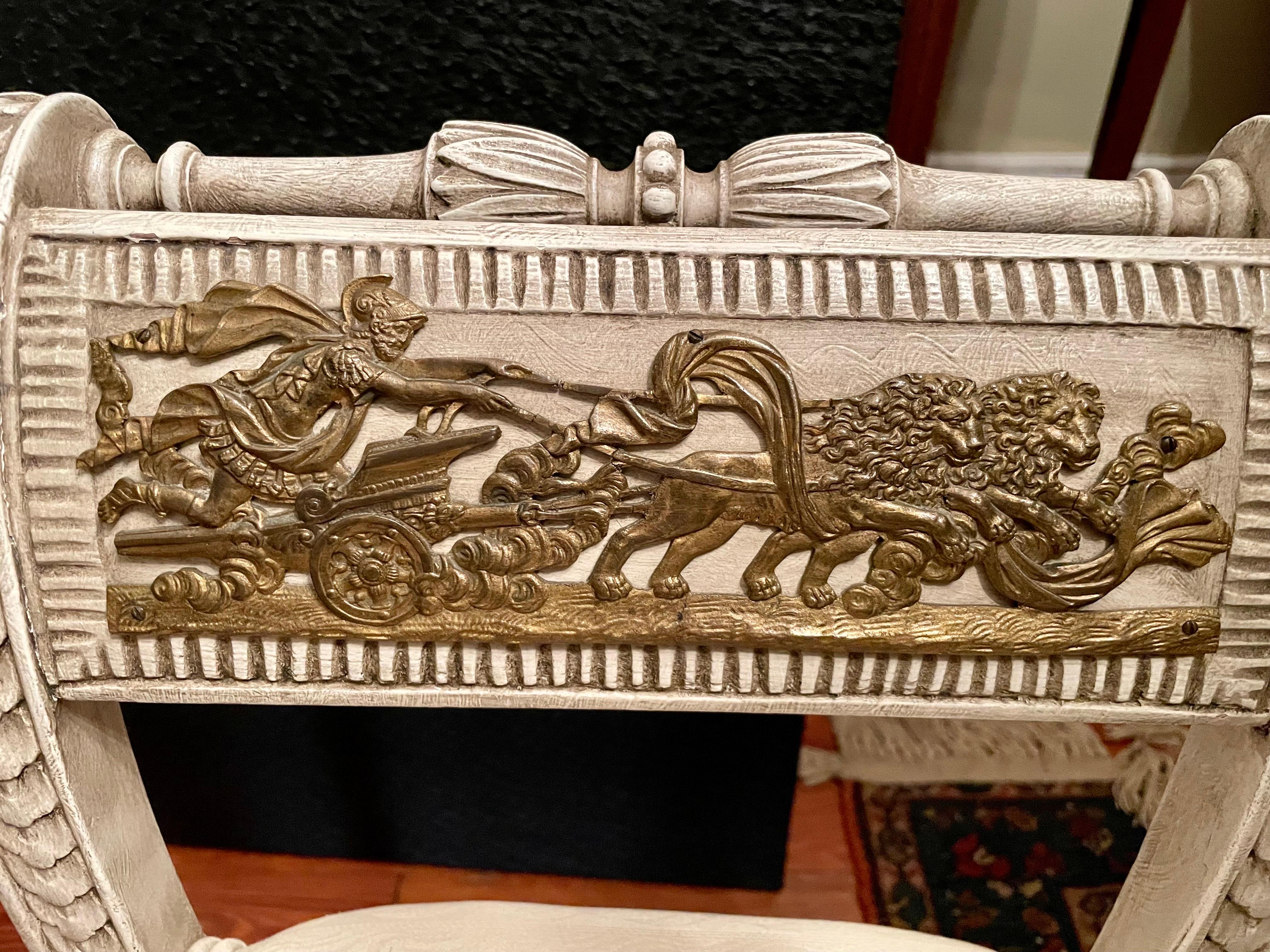 Vintage Italian Carved Painted Bench For Sale 7