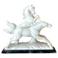 Vintage Italian Carved Stone Horse Sculpture