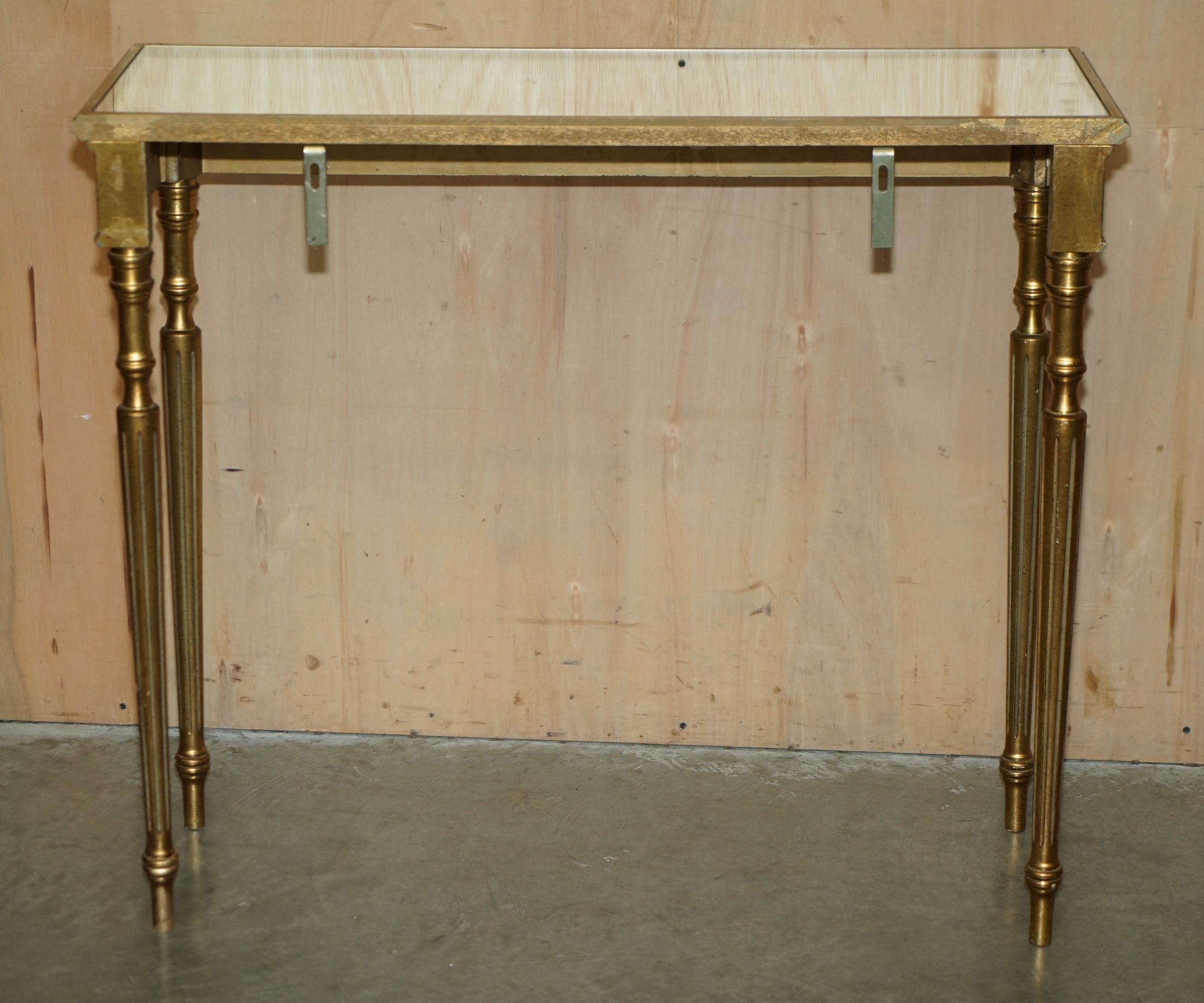 TAVOLO A CONSOLE D'EPOCA IN STILE CARVELLATO CON VETRO A SPECCHIO in vendita 6