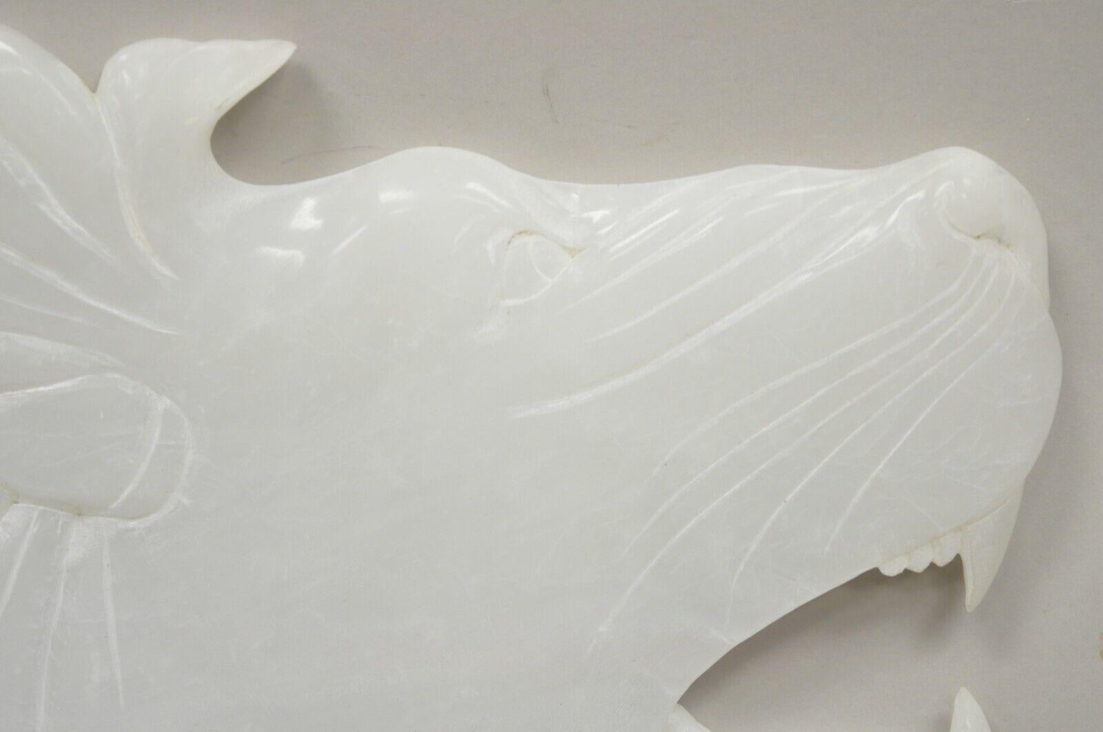 Italienische geschnitzte, weiße Alabaster-Löwenkopf-Skulptur, Statue-Figur 'A' im Angebot 4