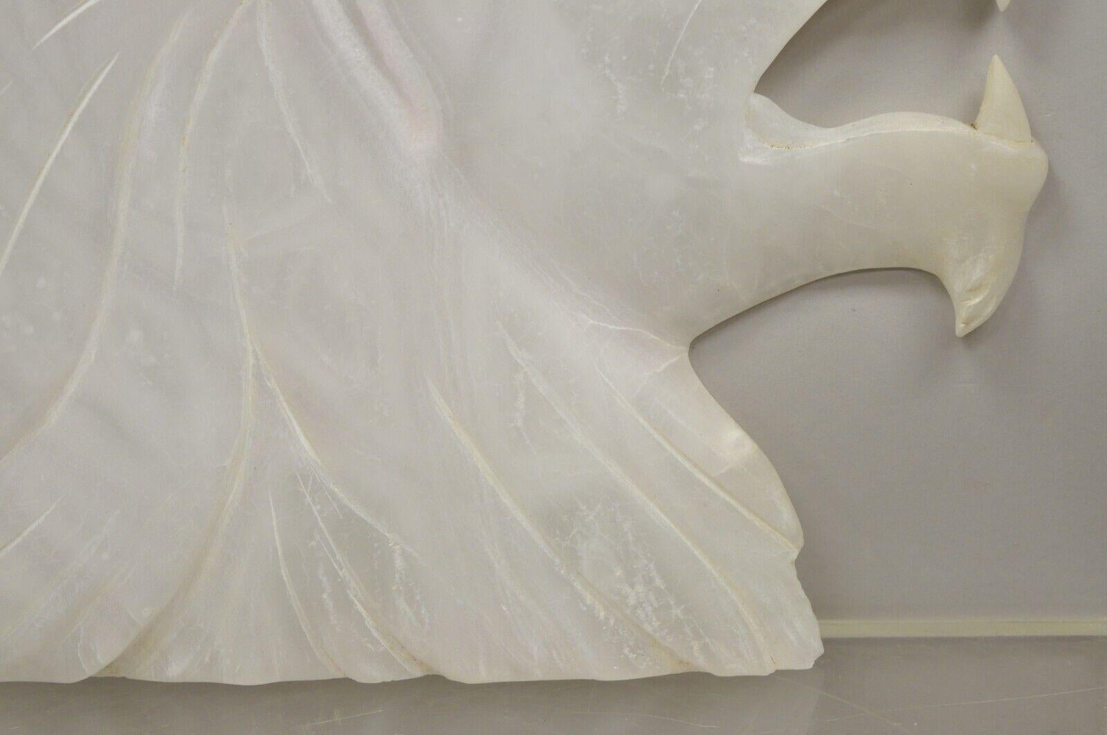 20th Century Vintage Italian Carved White Alabaster Lion Head Sculpture Statue Figure 'B' For Sale