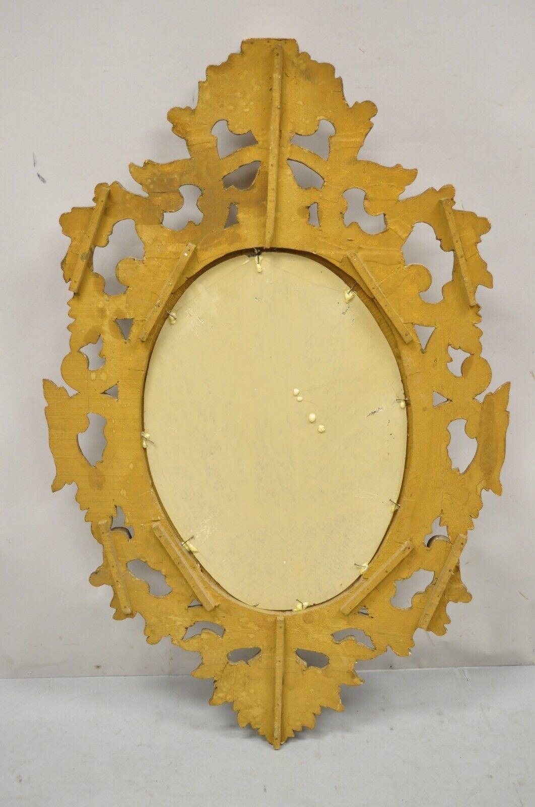 Vintage Italian Carved Wood Gold Gilt French Rococo Style Wall Mirror For Sale 5