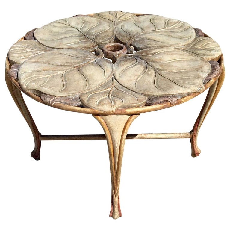 Vintage Italian Carved Wood Round Table, Vintage Round Table Top