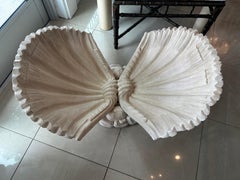 Vintage Italian Carved Wood Scalloped Clam Seashell Shell Coffee Cocktail Table