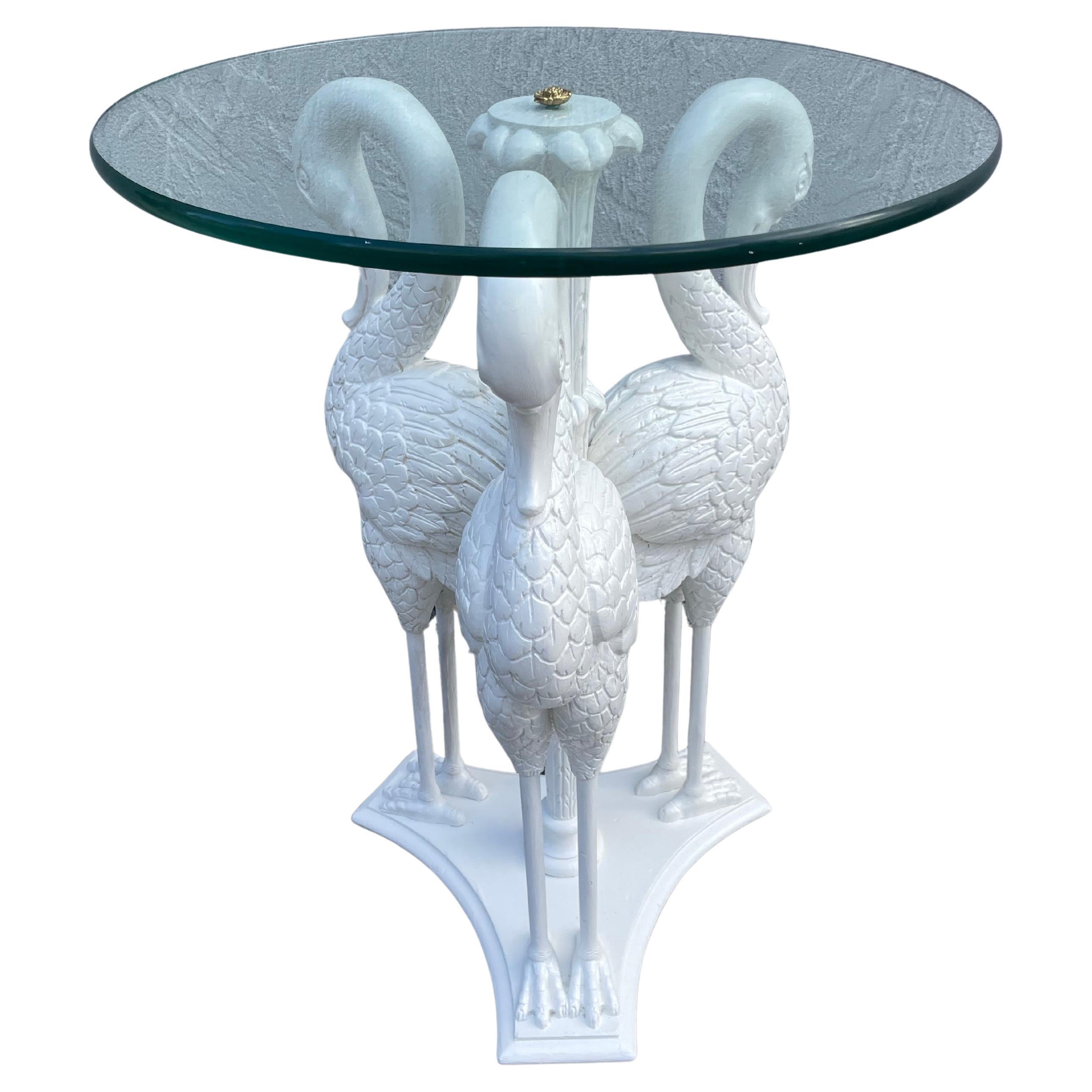 Tavolo da bere a cigno in legno intagliato italiano vintage