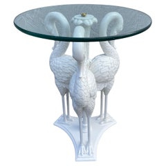 Vintage Italian Carved Wood Swan Drinks Table