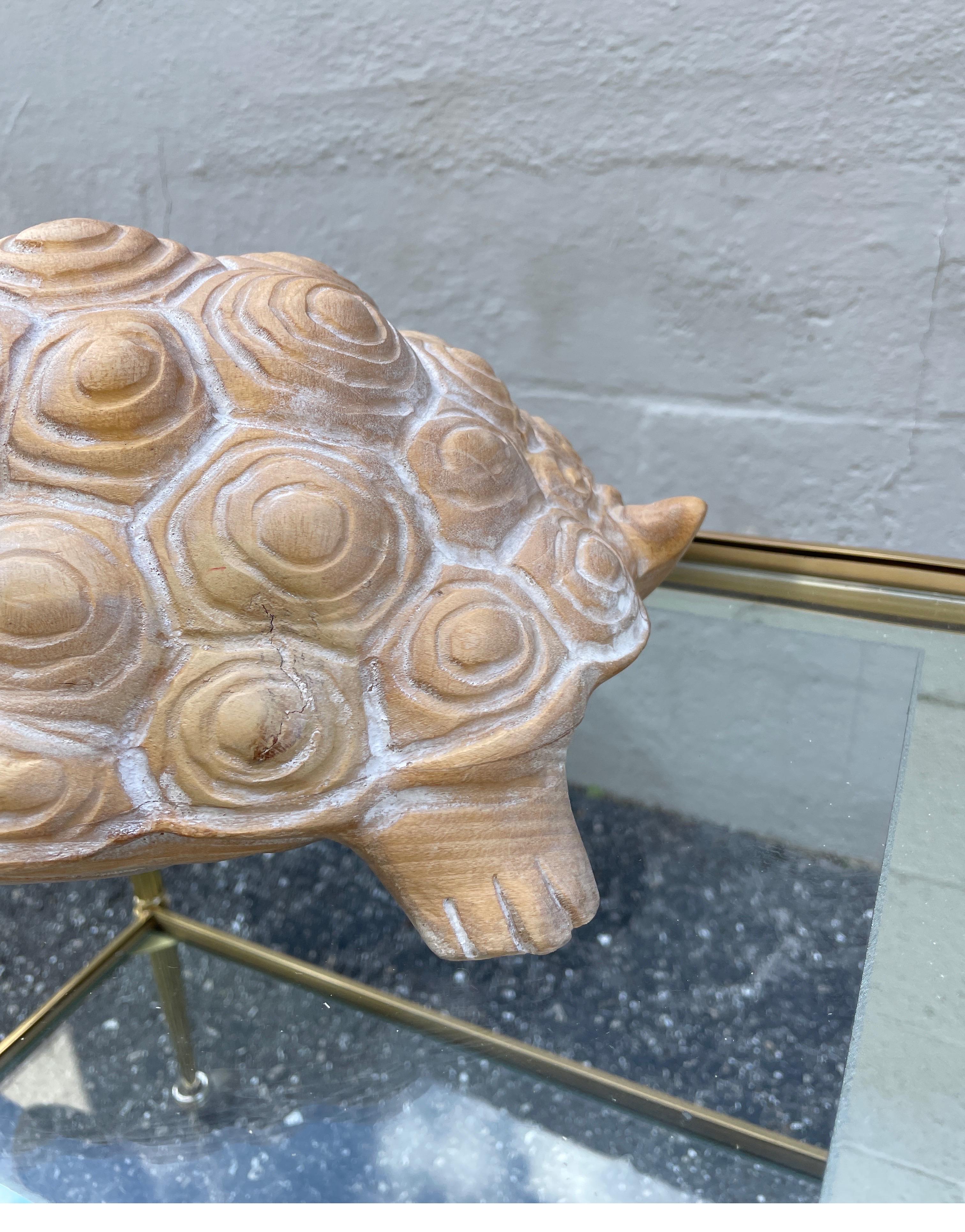 wooden turtle sculpture