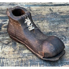 Vintage Italian Carved Wooden Shoe