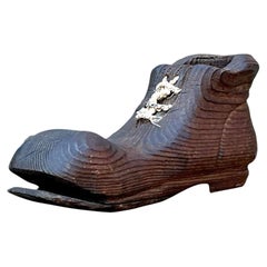 Vintage Italian Carved Wooden Shoe