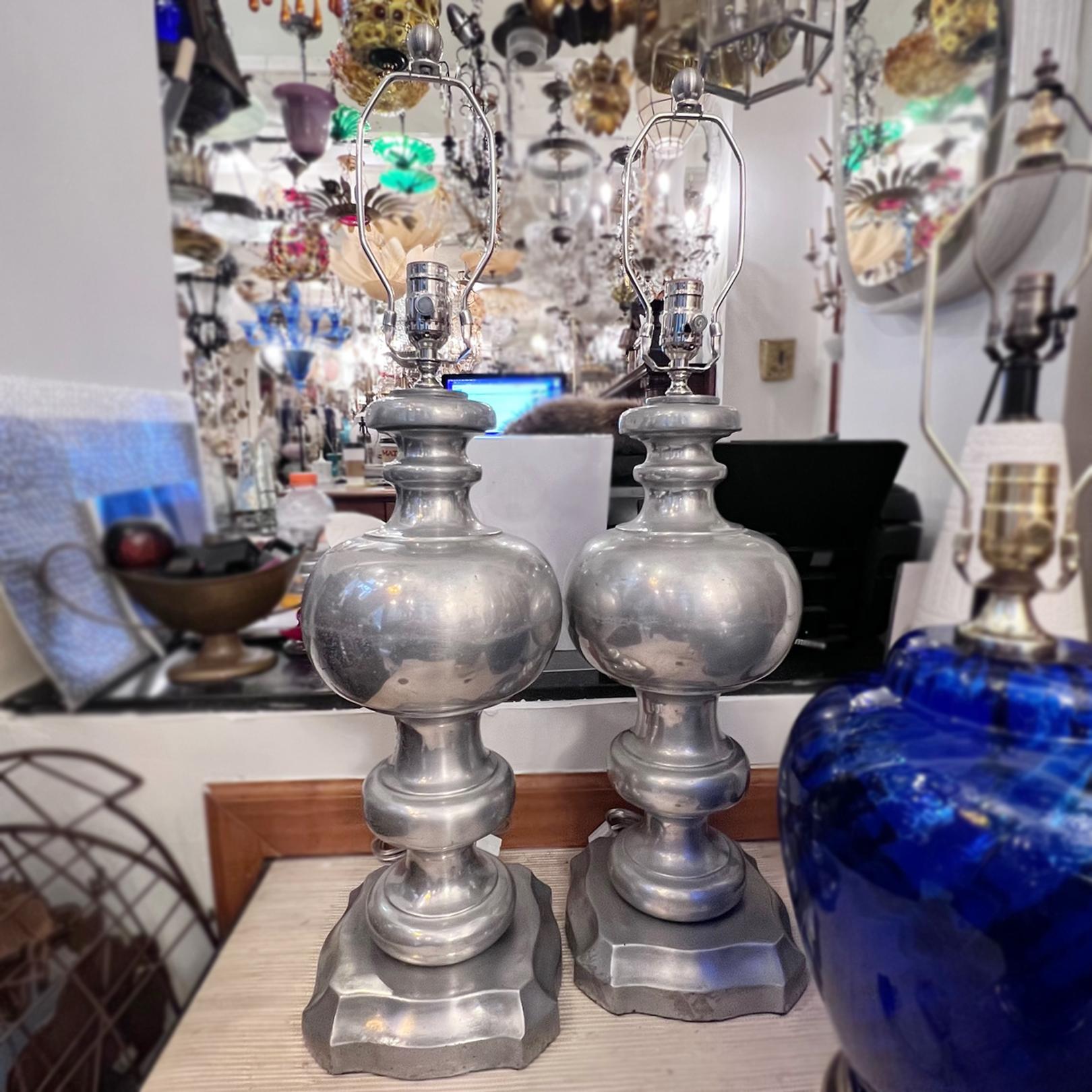 Vintage Italian Cast Metal Lamps For Sale 2