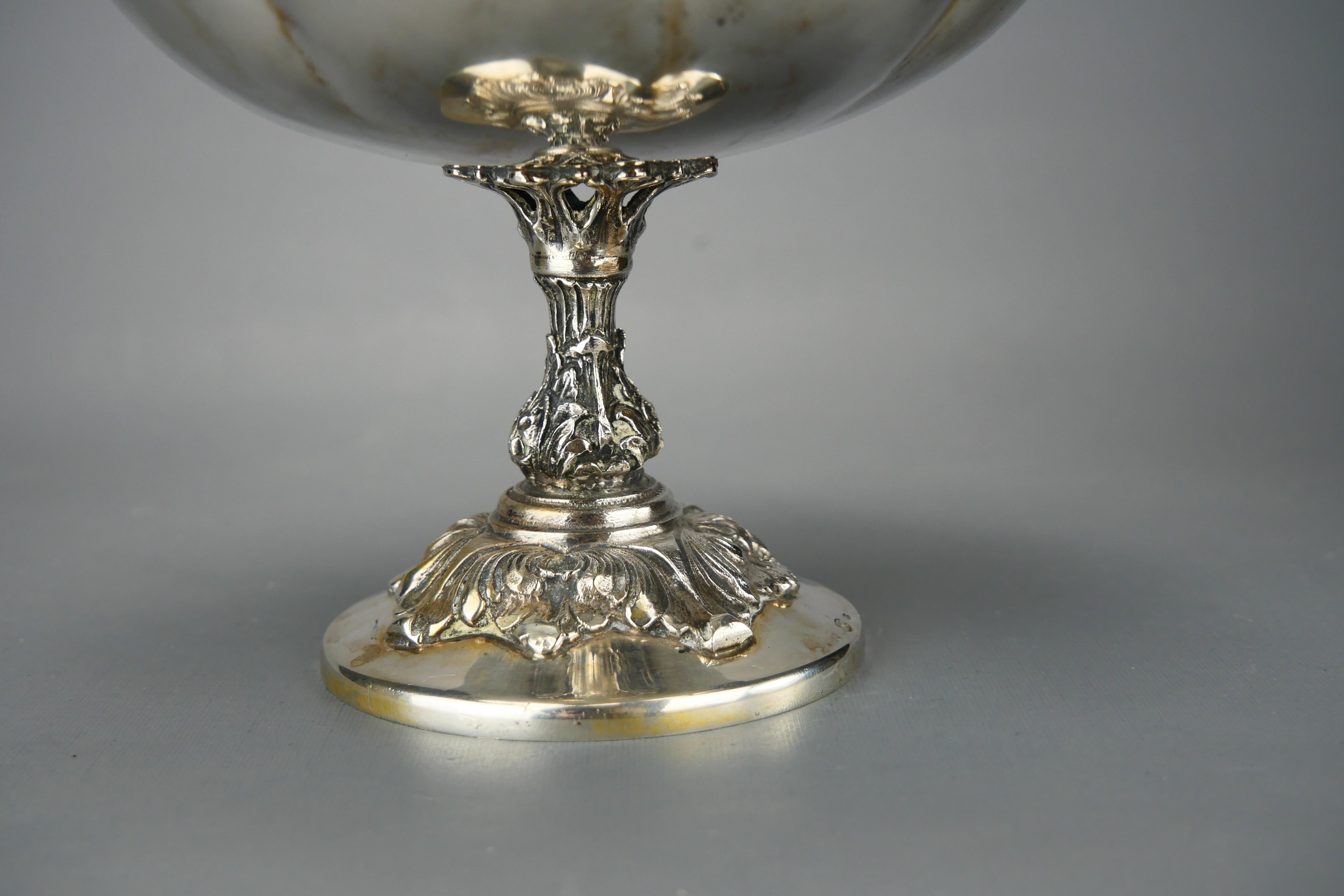 Vintage  Italian Centerpiece Fruit bowl  solid 800 Silver / 314 gr For Sale 7