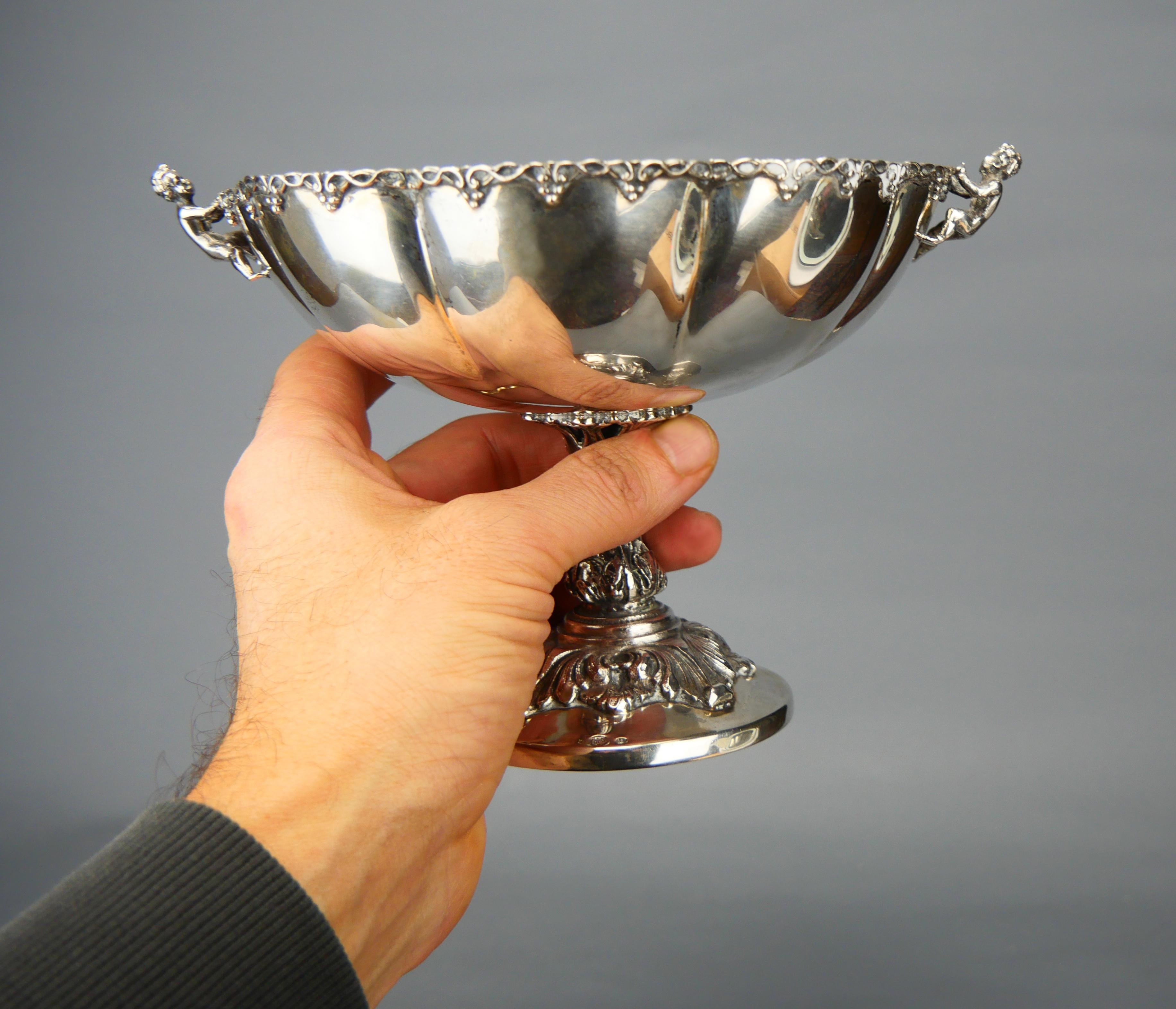 Vintage  Italian Centerpiece Fruit bowl  solid 800 Silver / 314 gr For Sale 3