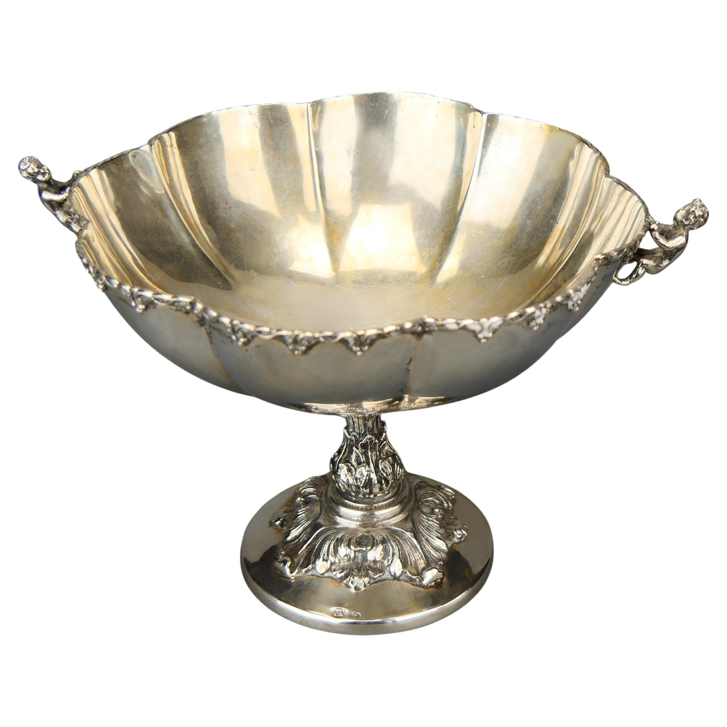Vintage  Italian Centerpiece Fruit bowl  solid 800 Silver / 314 gr