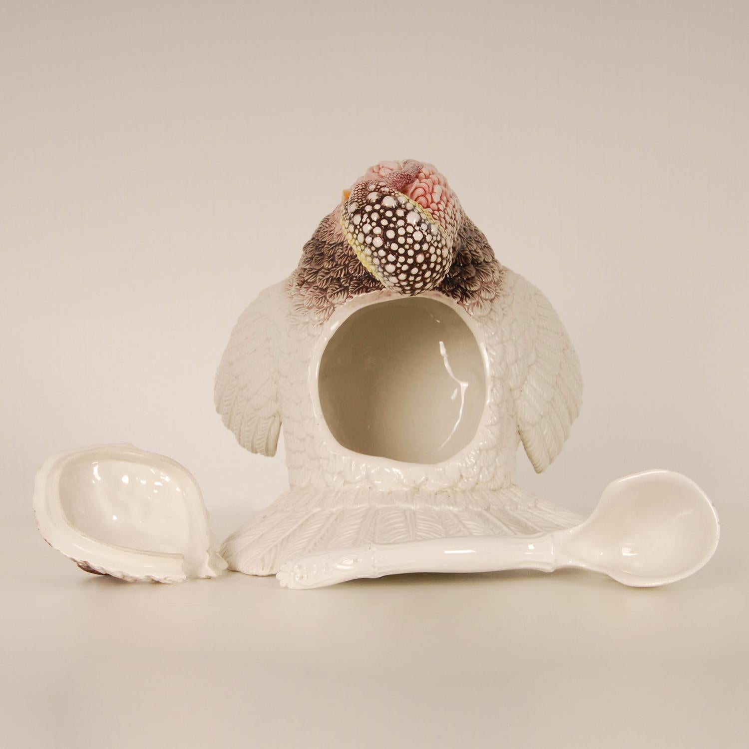 Italienische Keramik-Tiersfigur Turkey, Porzellan-Vogelfigur, Terrine  im Angebot 9