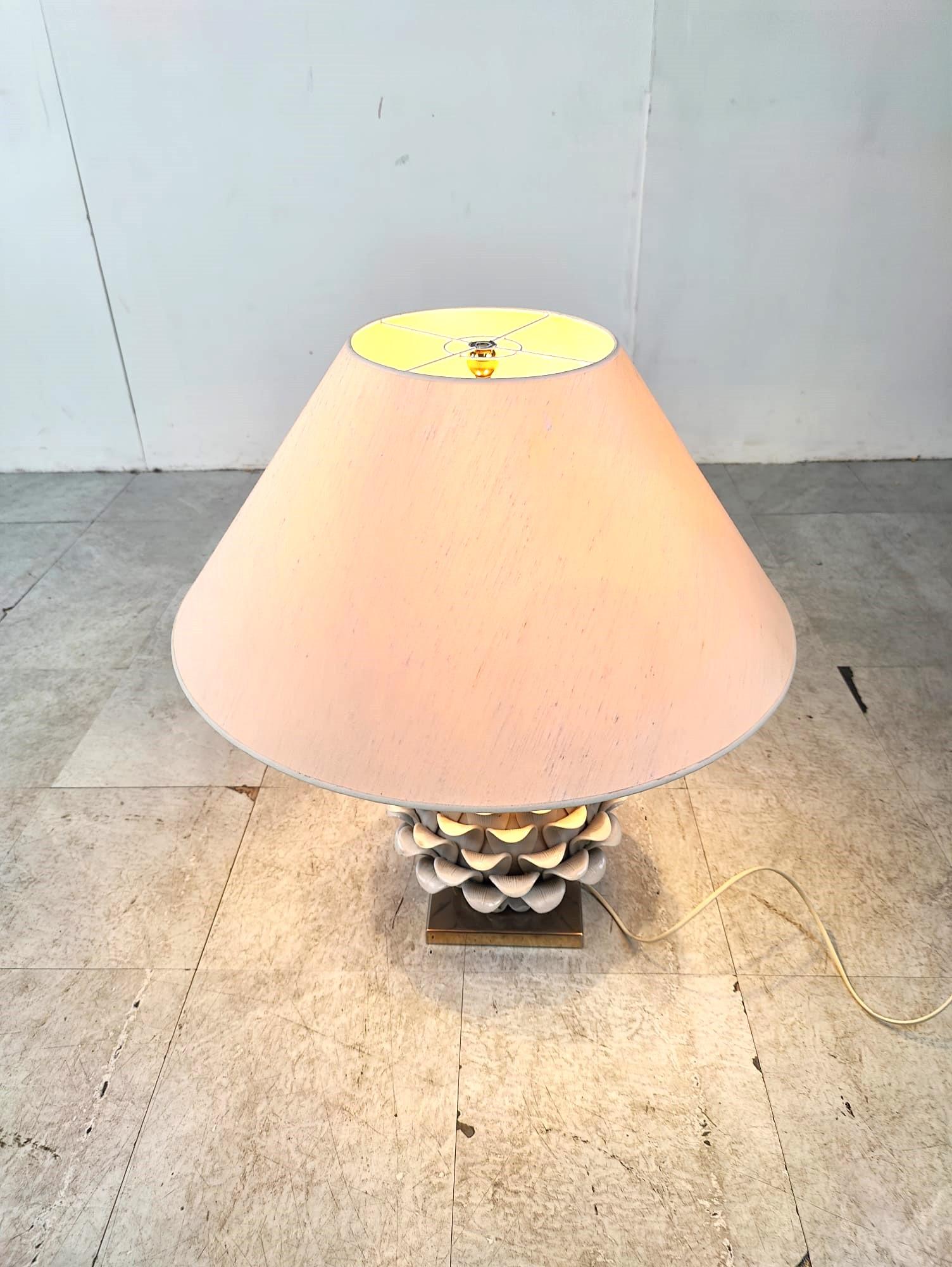 Vintage italian ceramic artichoque table lamp, 1960s For Sale 6