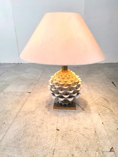 Vintage italian ceramic artichoque table lamp, 1960s