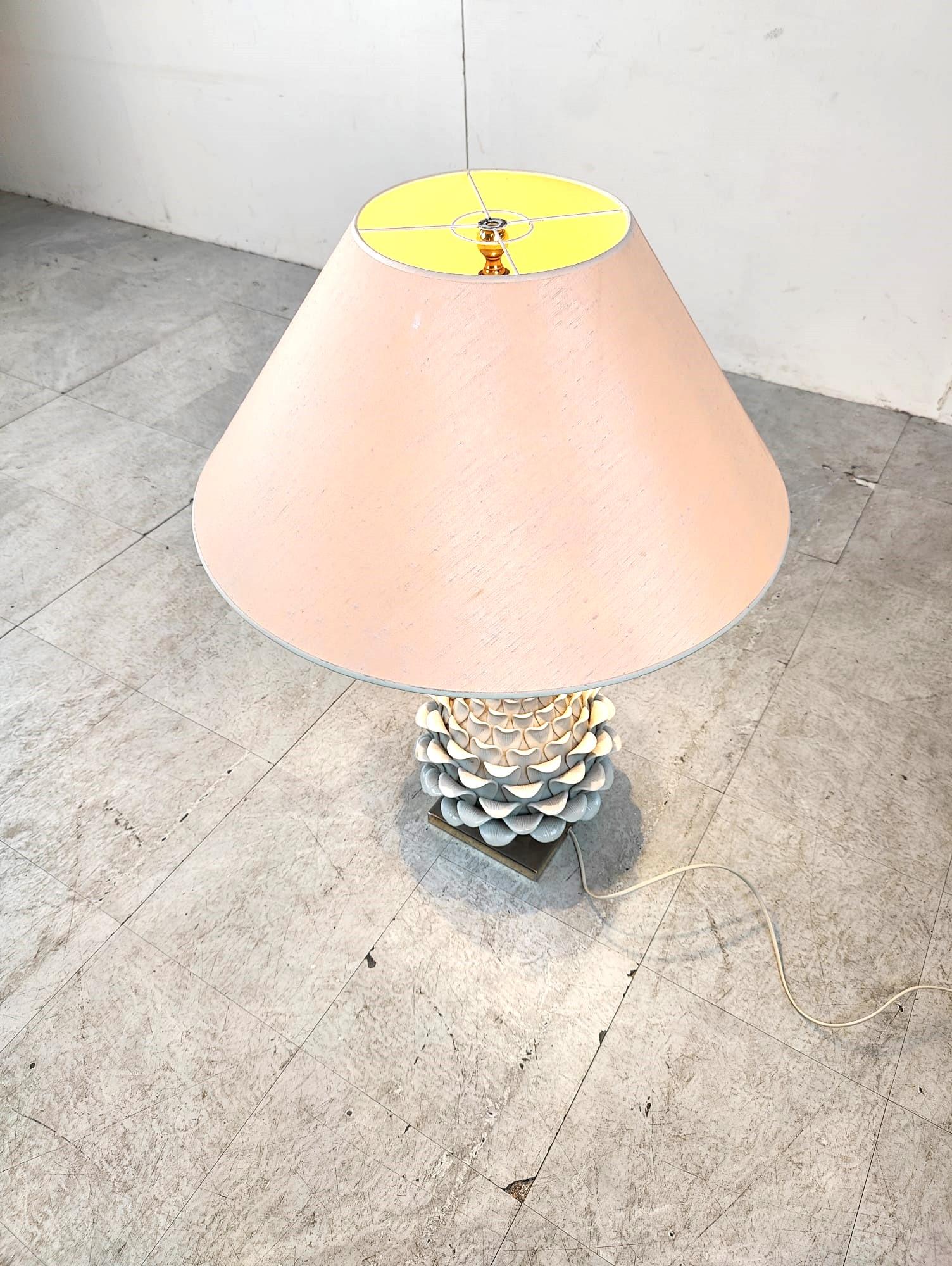 Mid-20th Century Vintage italian ceramic artichoque table lamp, 1960s For Sale