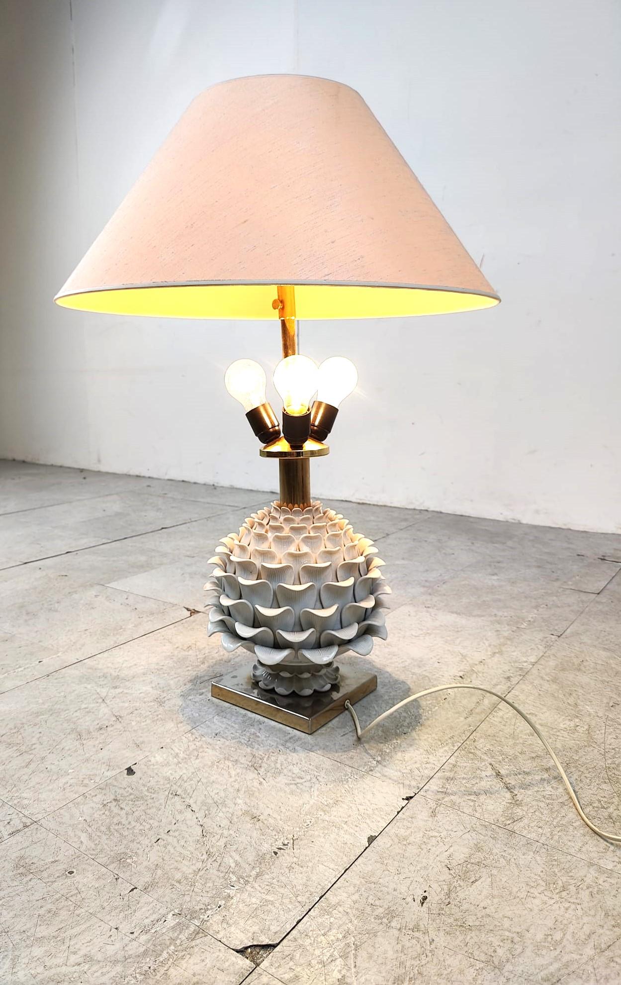 Lampe de table italienne artichaque vintage en céramique, années 1960 en vente 1