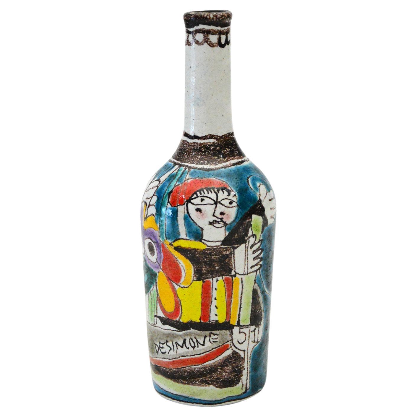 Vintage Italian Ceramic Bottle by Giovanni de Simone, 1951