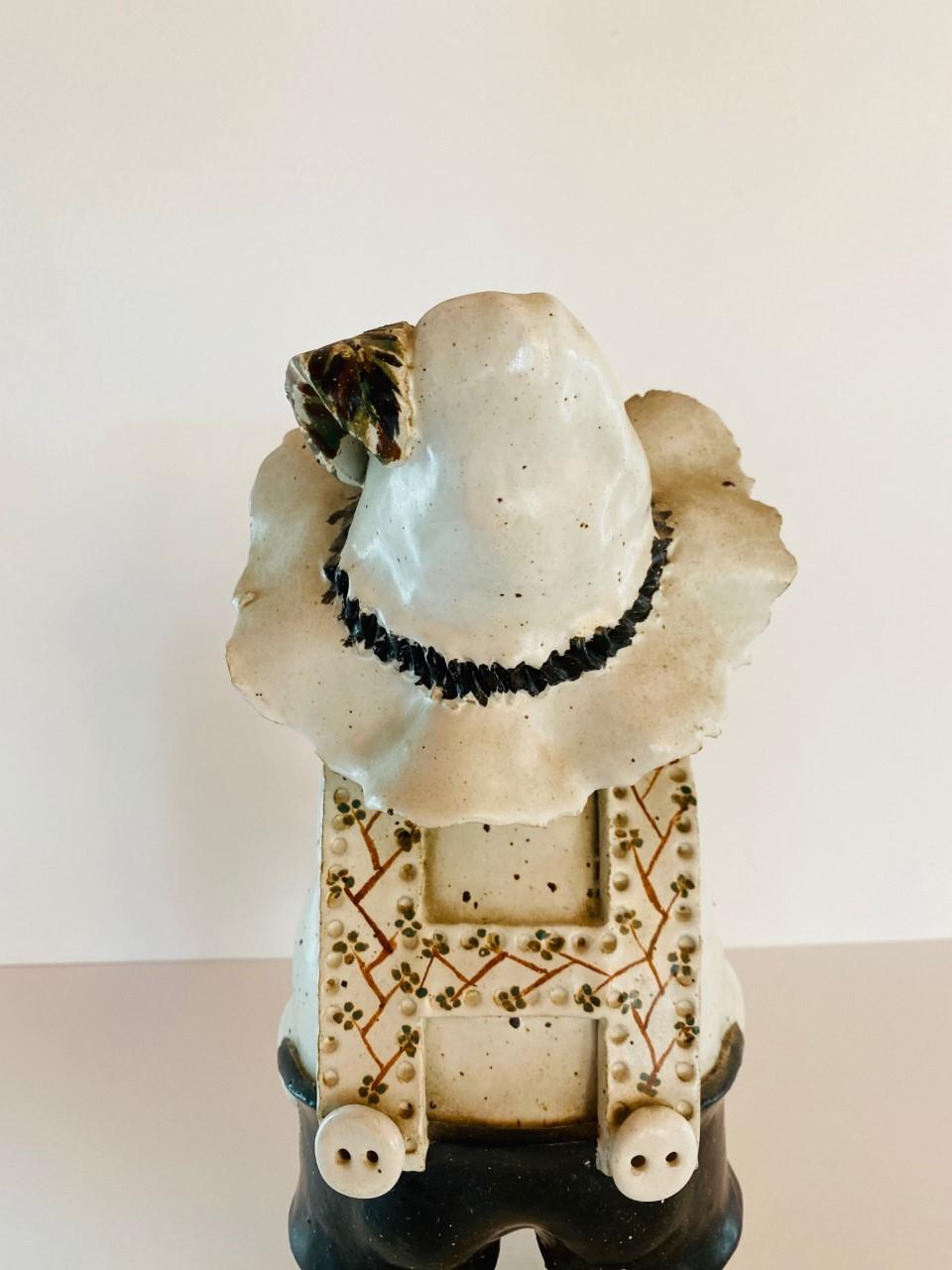 Late 20th Century Vintage Italian Ceramic Figure Man with Musical Box and Monkey For Sale