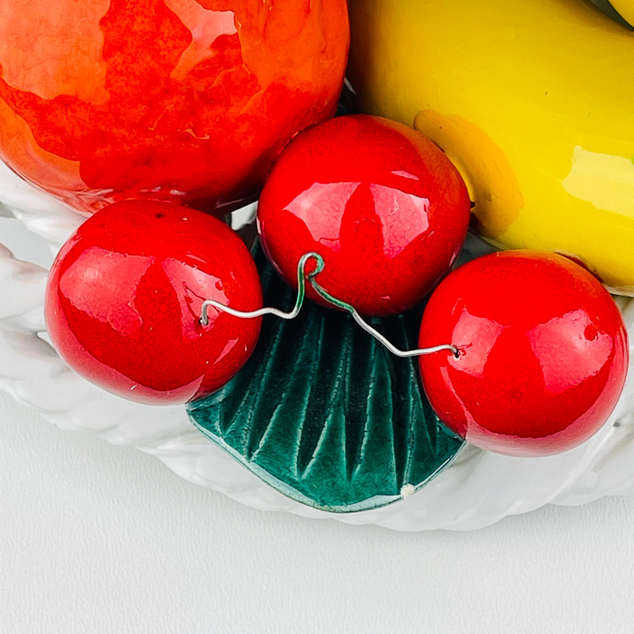 20th Century Vintage Italian Ceramic Fruit Basket, Italy 1970s For Sale