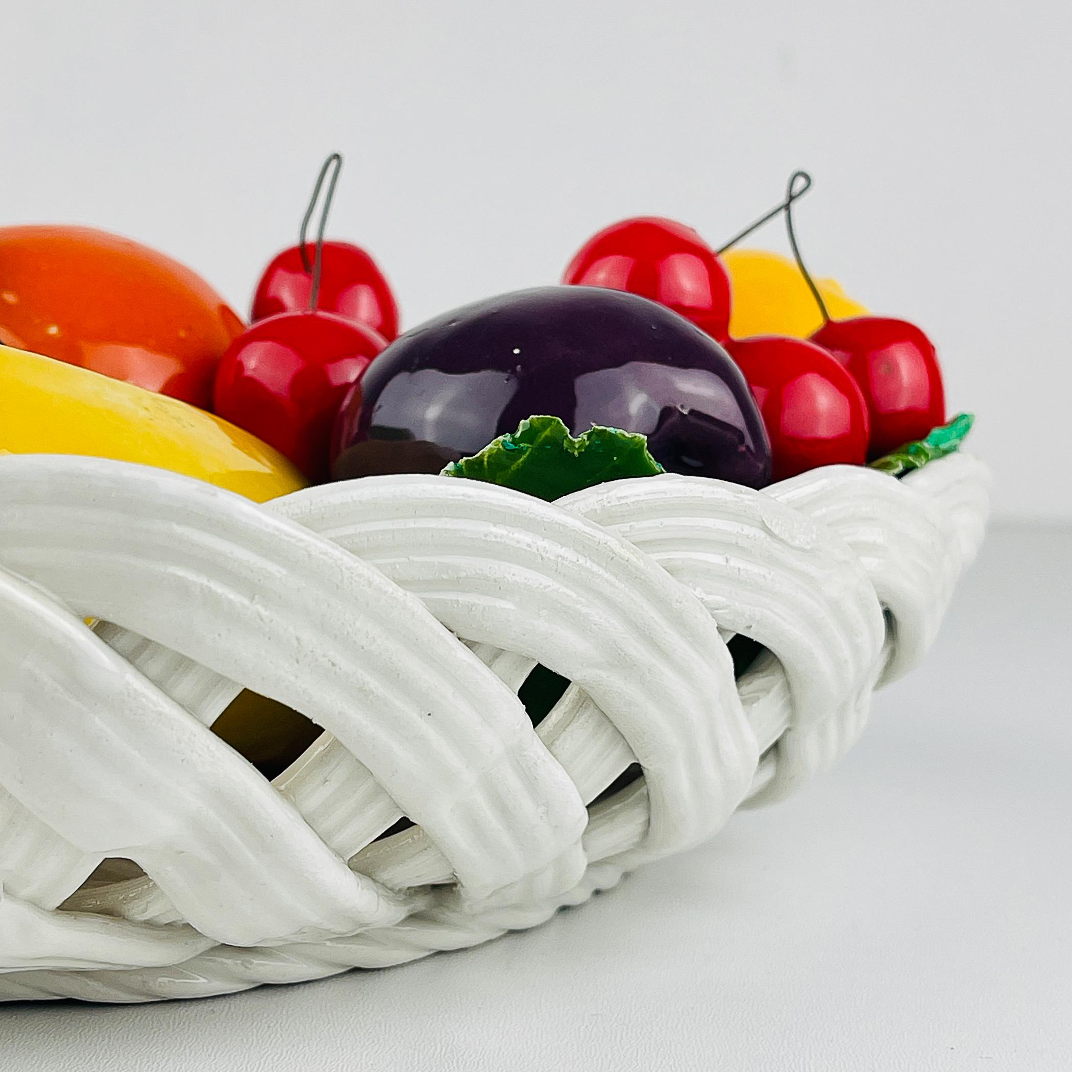 Vintage Italian Ceramic Fruit Basket, Mid 20th Century For Vintage Italian Ceramic Fruit Basket, Mid 20th Century For